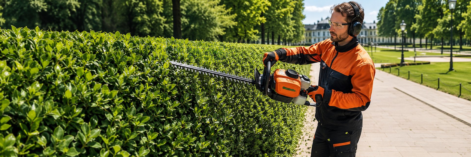Outdoor power equipment in garden