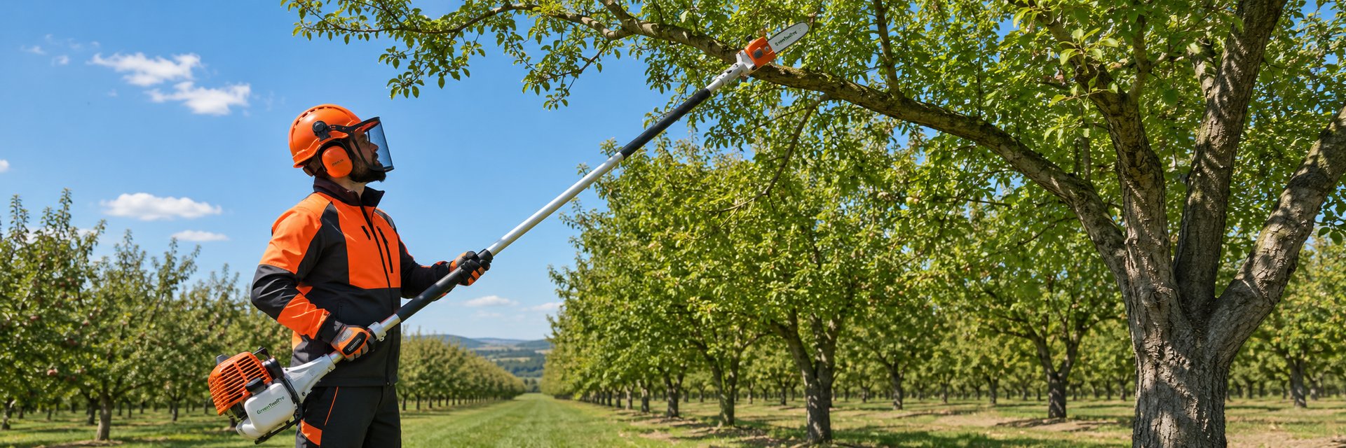 Pole saw trimming high branches